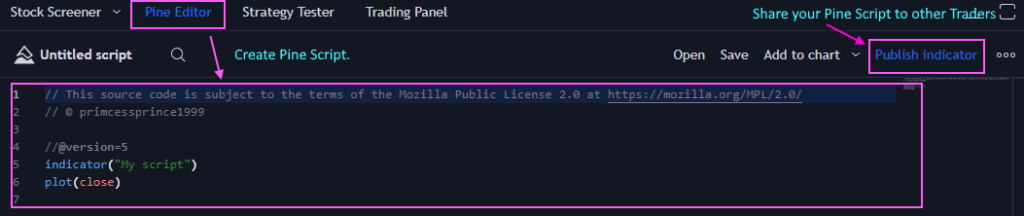 Publish Pine Script 1