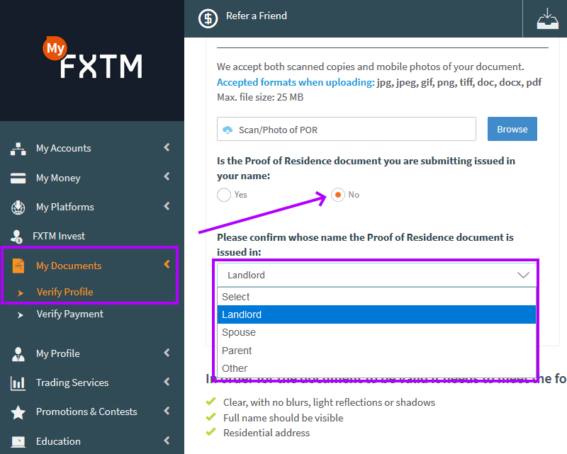 FXTM Review - how to verify a ForexTime account